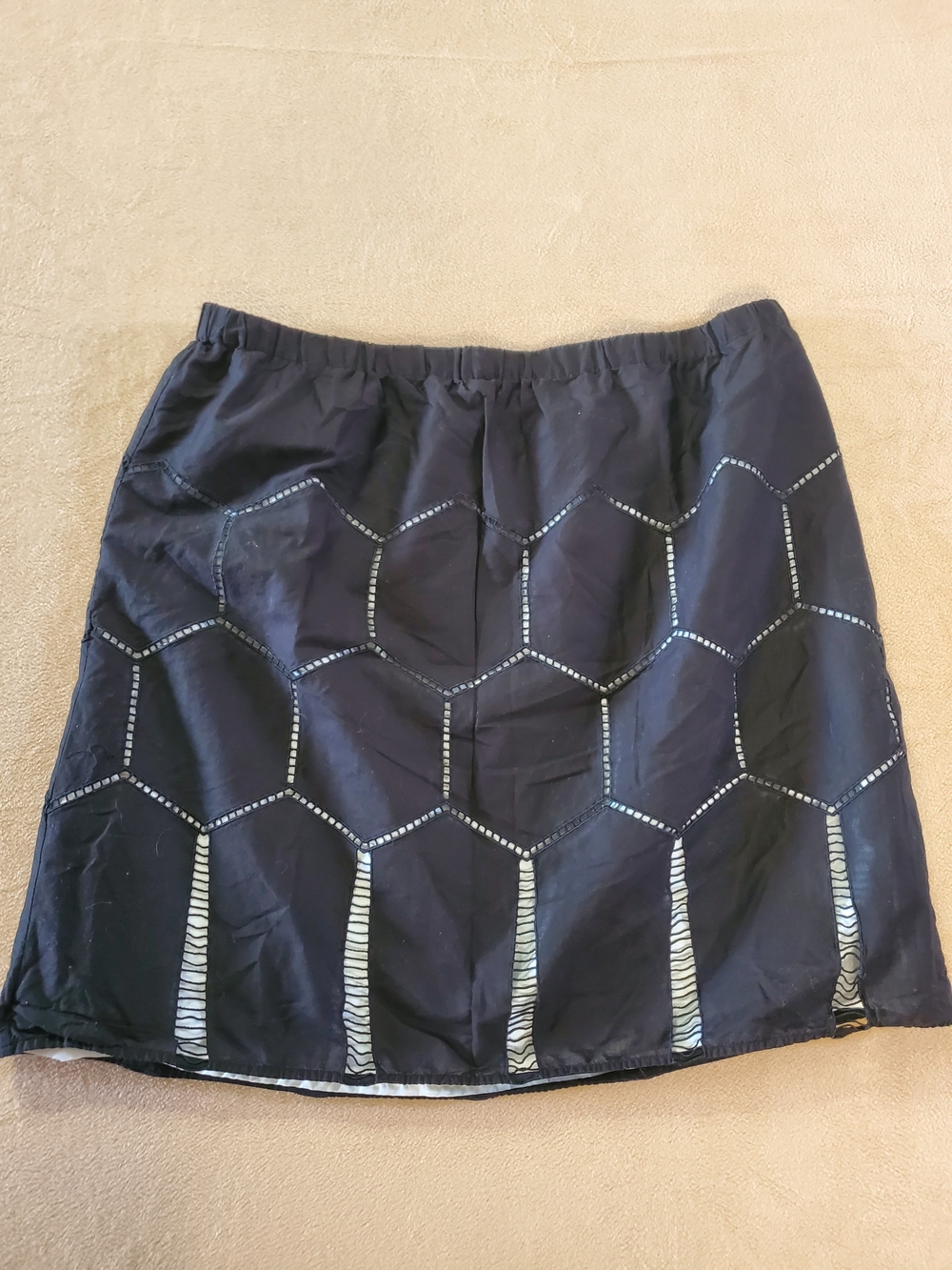 Madison Black Hexagon Cutout Mini Skirt Size Xl